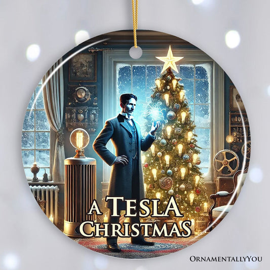 Nikola Tesla Christmas Ornament, Scientific Gift for Science Nerd or Teacher