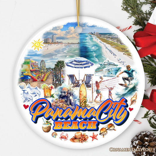 Panama City Beach Tropical Paradise Ornament, Florida Coastal Christmas Gift and Souvenir