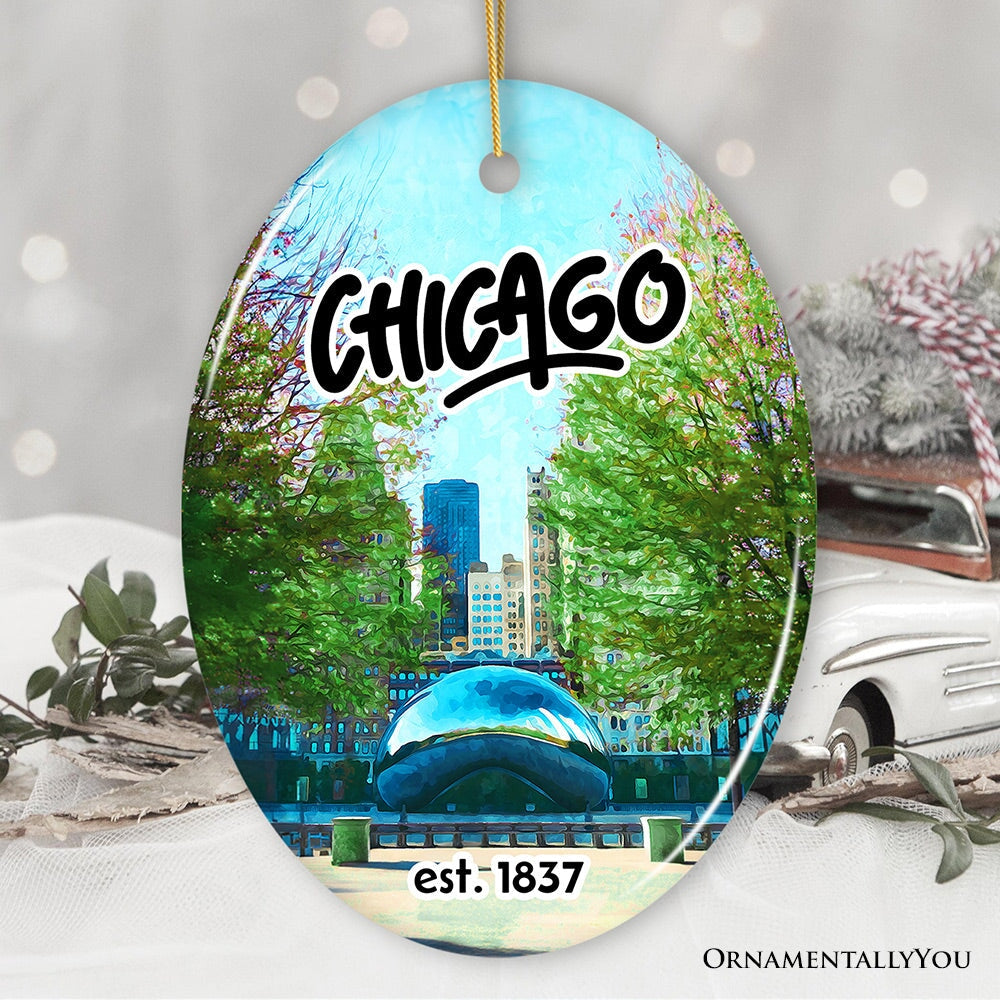 Simply Unique Chicago Christmas Ornament, Ceramic Keepsake Souvenir Gift