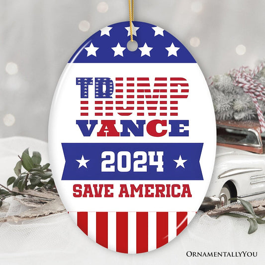 Trump Vance Save America 2024 Ornament, Election Support Christmas Gift