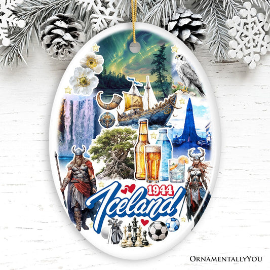 Artistically Majestic Iceland Landmarks Ornament, Cultural Norse and Viking Christmas Gift and Reykjavik Souvenir