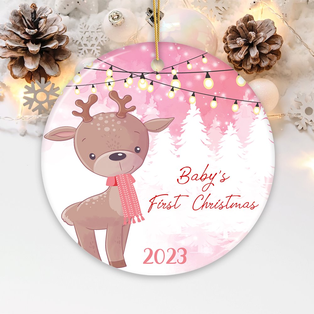 Baby's First Christmas Reindeer Girl and Boy Christmas Ornament