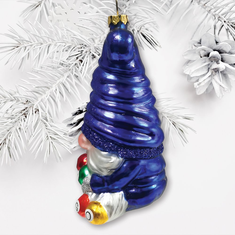 Bingo Gnome Glass Christmas Ornament