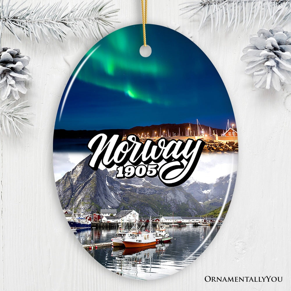 Charming Norway Ornament, Scandinavian Fjord Landmarks Christmas Gift and Oslo Souvenir