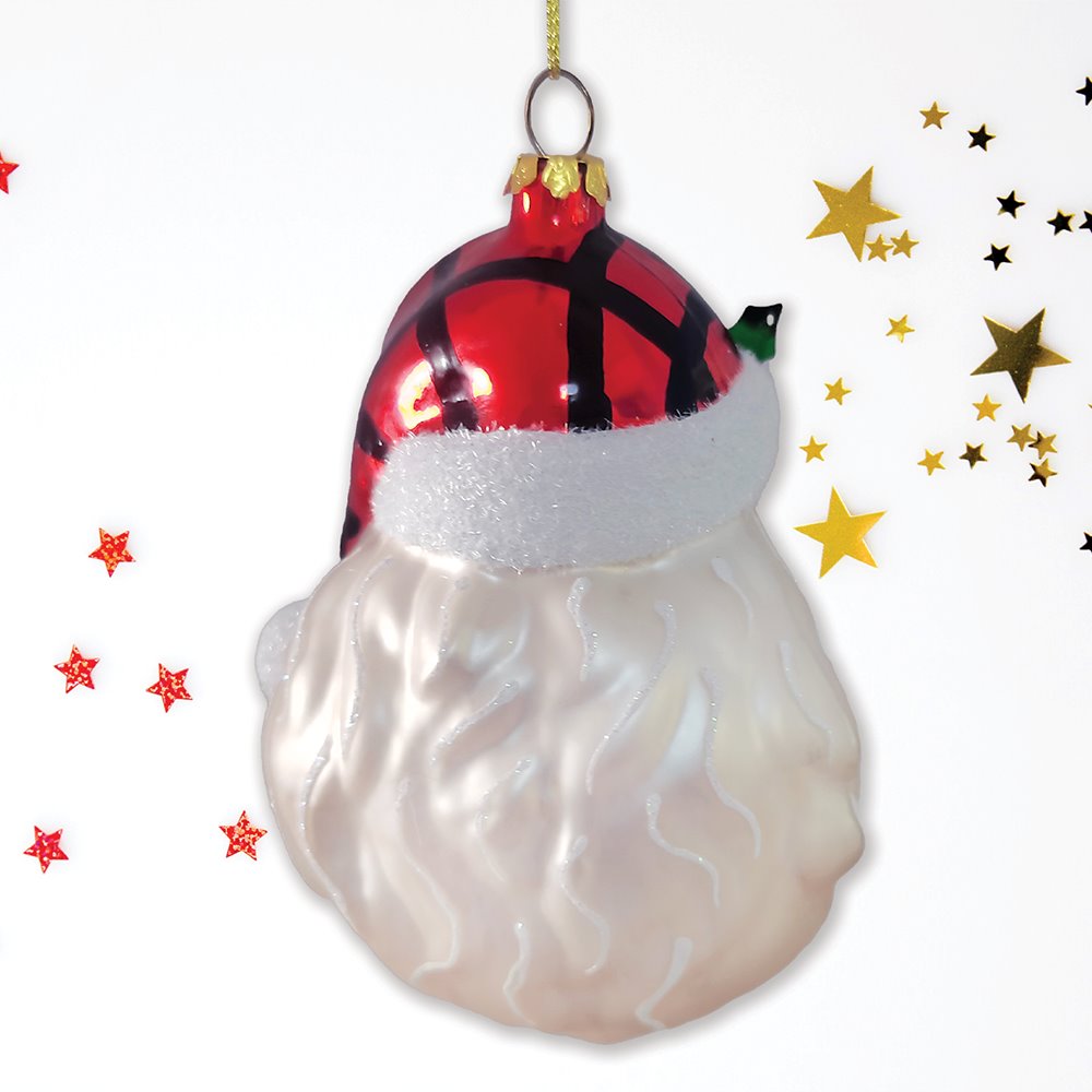 Cheerful Santa Head Sparkling Glass Christmas Ornament