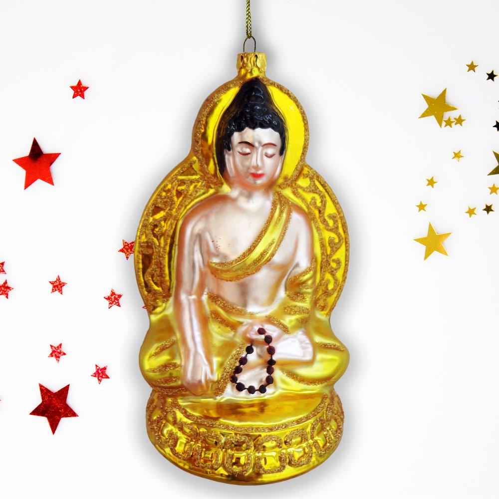 Golden Buddha Glass Ornament