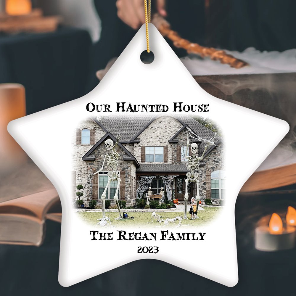 Haunted House Photograph Custom Tree Halloween Ornament