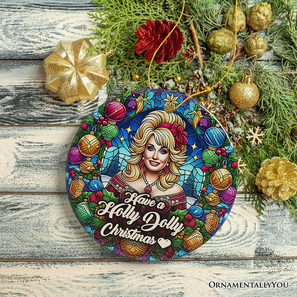 Have a Holly Dolly Christmas Ornament, Marvelous Country Keepsake