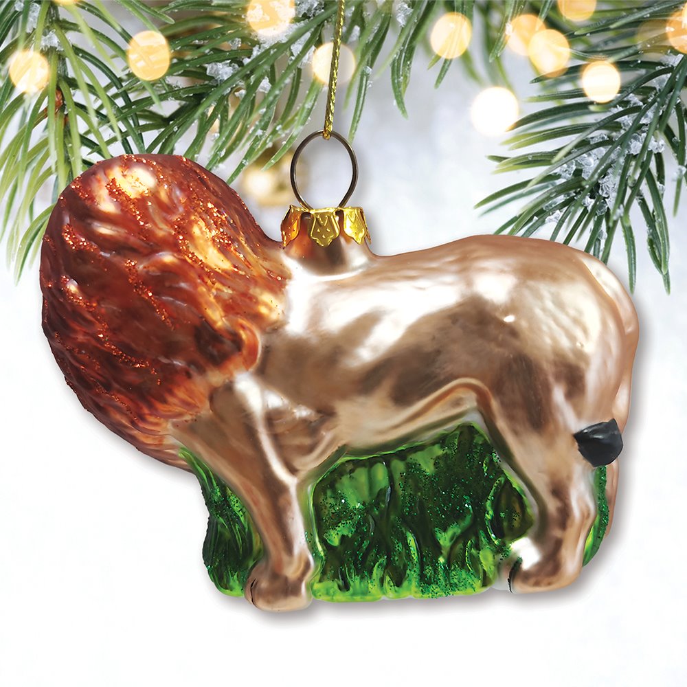 Exotic Safari Lion Glass Christmas Ornament