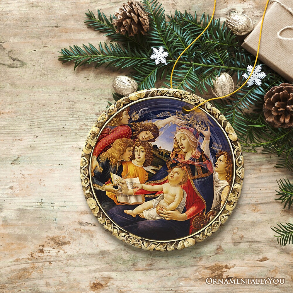 Madonna and Child Famous Botticelli Art Painting Ornament of the Renaissance Medici Family and Nativity