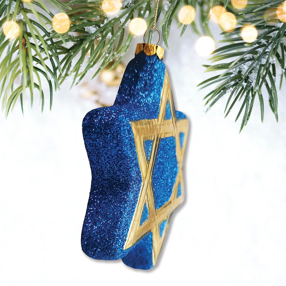 Star of David Glass Christmas Ornament, Jewish Holiday Hannukah Tree Gift