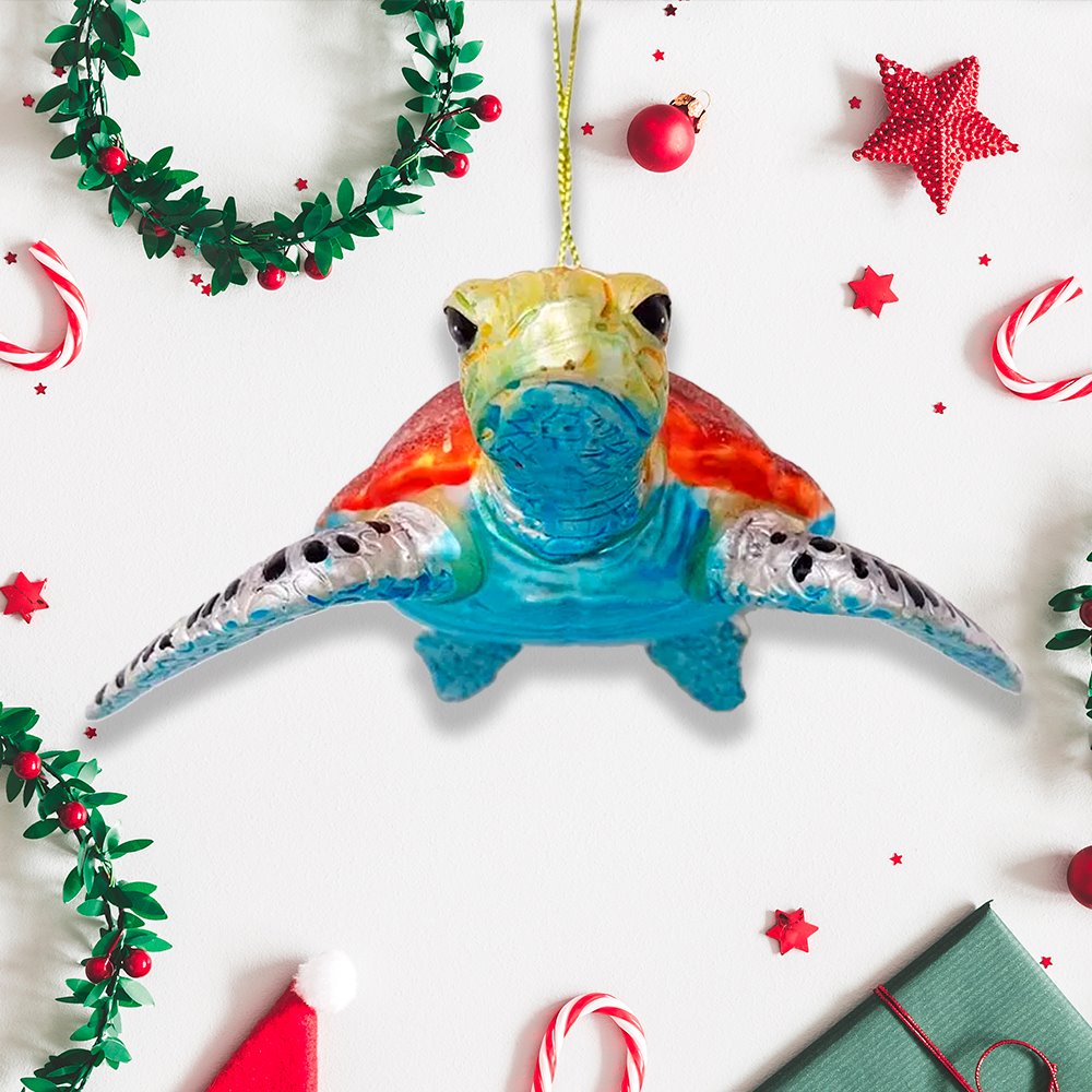 Sea Turtle Glass Christmas Ornament