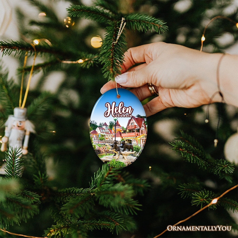 Beautiful Helen Town Georgia Ornament, German-inspired Alpine Village for Christmas Gift