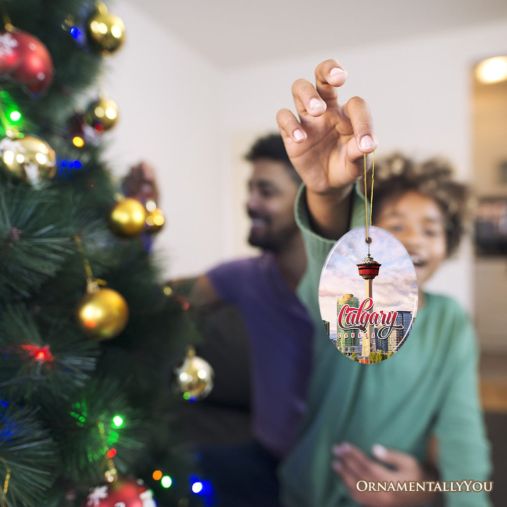 Calgary Tower Art Ornament, Canada Christmas Gift