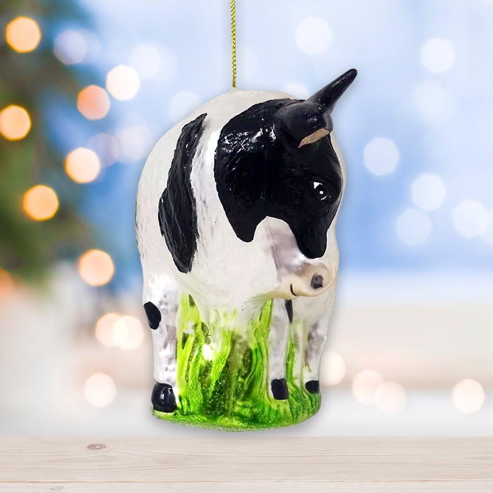 Cow and Calf Glass Christmas Ornament