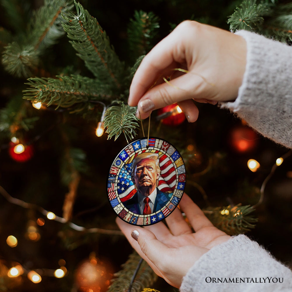 Donald Trump in Stained Glass Style Ornament, 2024 Election Support Christmas Gift