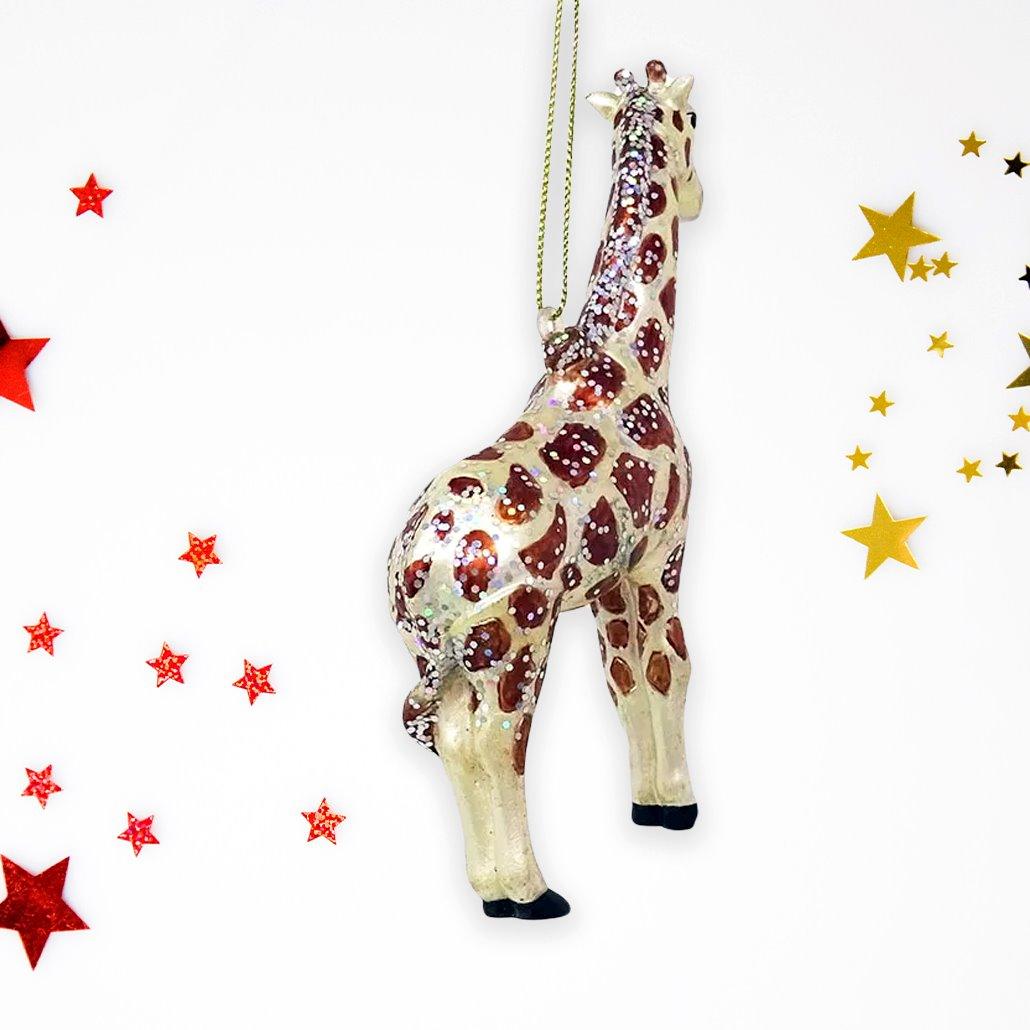 Giraffe Glass Christmas Ornament