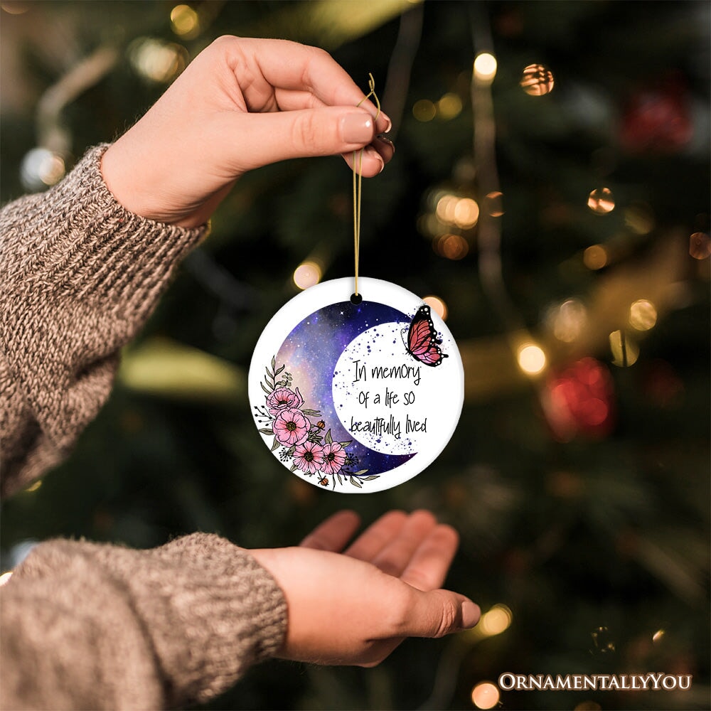 In a Memory of a Life so Beautifully Lived Quote Ornament, Christmas Memorial Gift