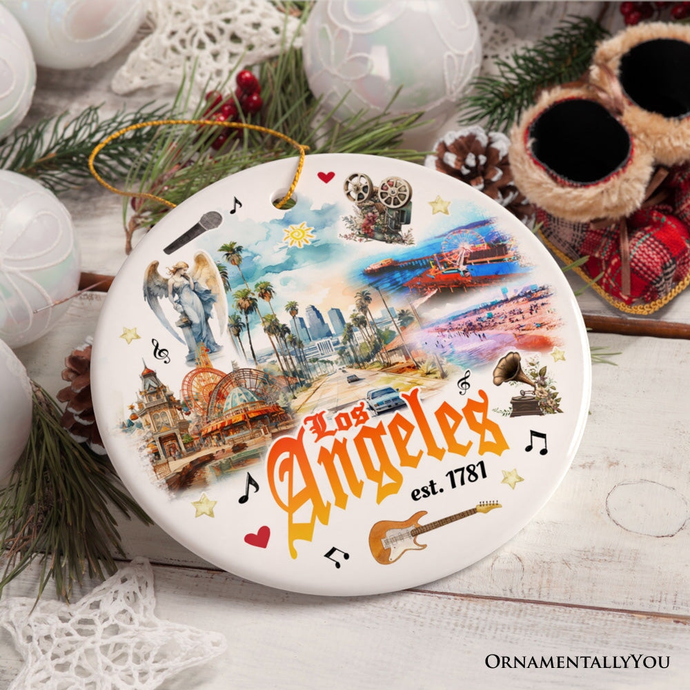 Artistic Los Angeles Cultural Paintings Ornament, LA Traveler Gift Souvenir