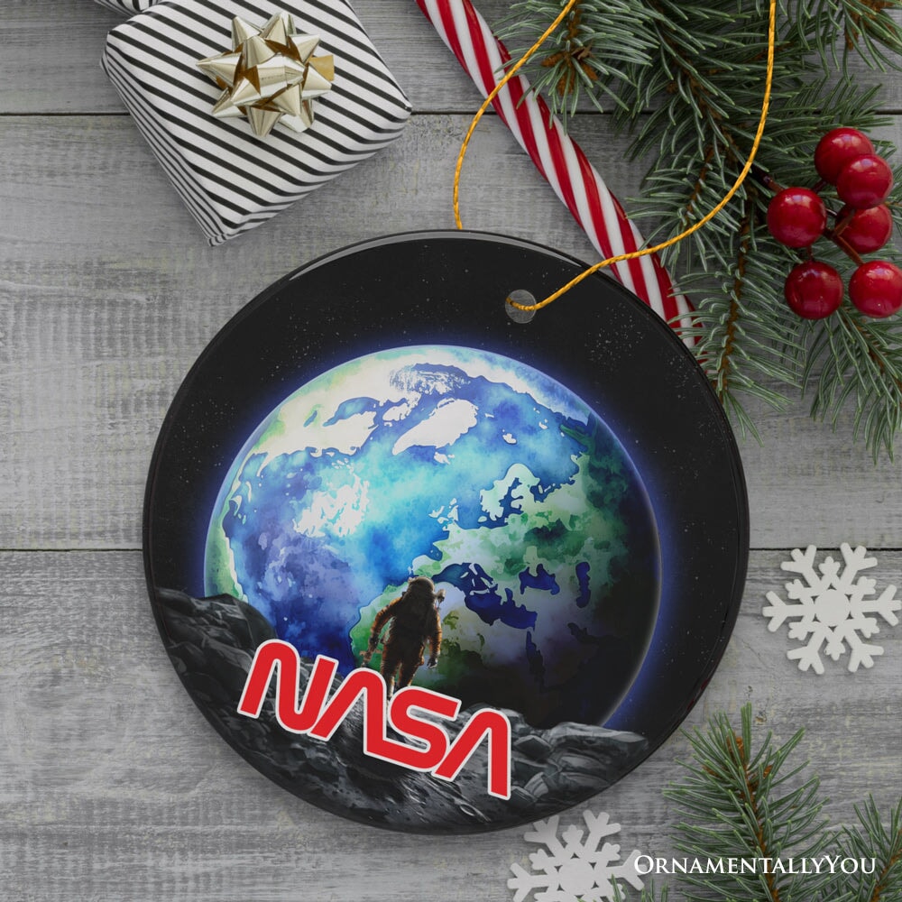 Artistic NASA Handcrafted Christmas Ornament, Astronaut in Outer Space with the Planets