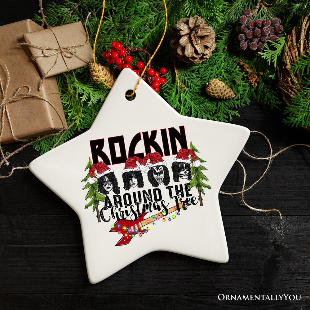 Iconic Hard Rock n Roll Guitar Christmas Ornament, Rockin Around the Christmas Tree