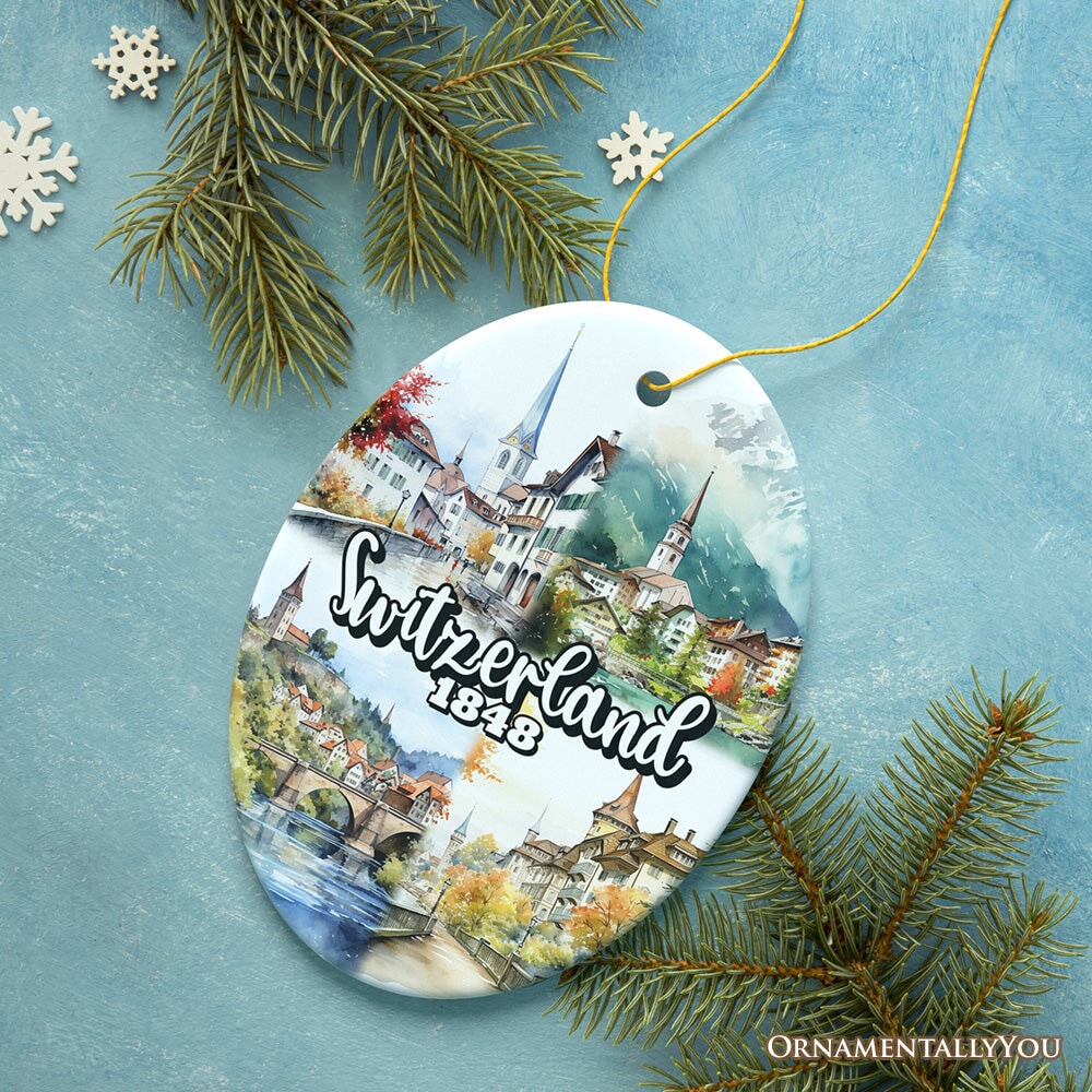 Picturesque Switzerland Landmarks Ornament, Bern Travel Souvenir and Christmas Gift