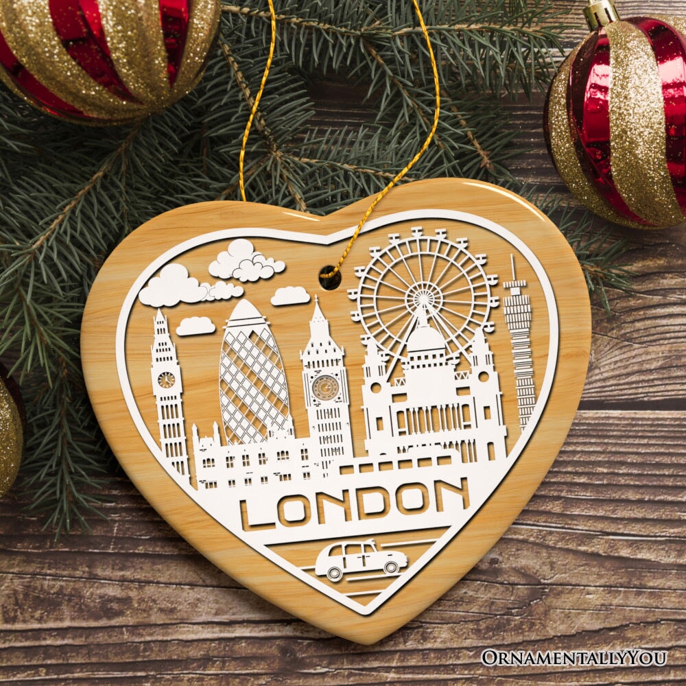 London City Unique Paper Art Themed Ceramic Christmas Ornament