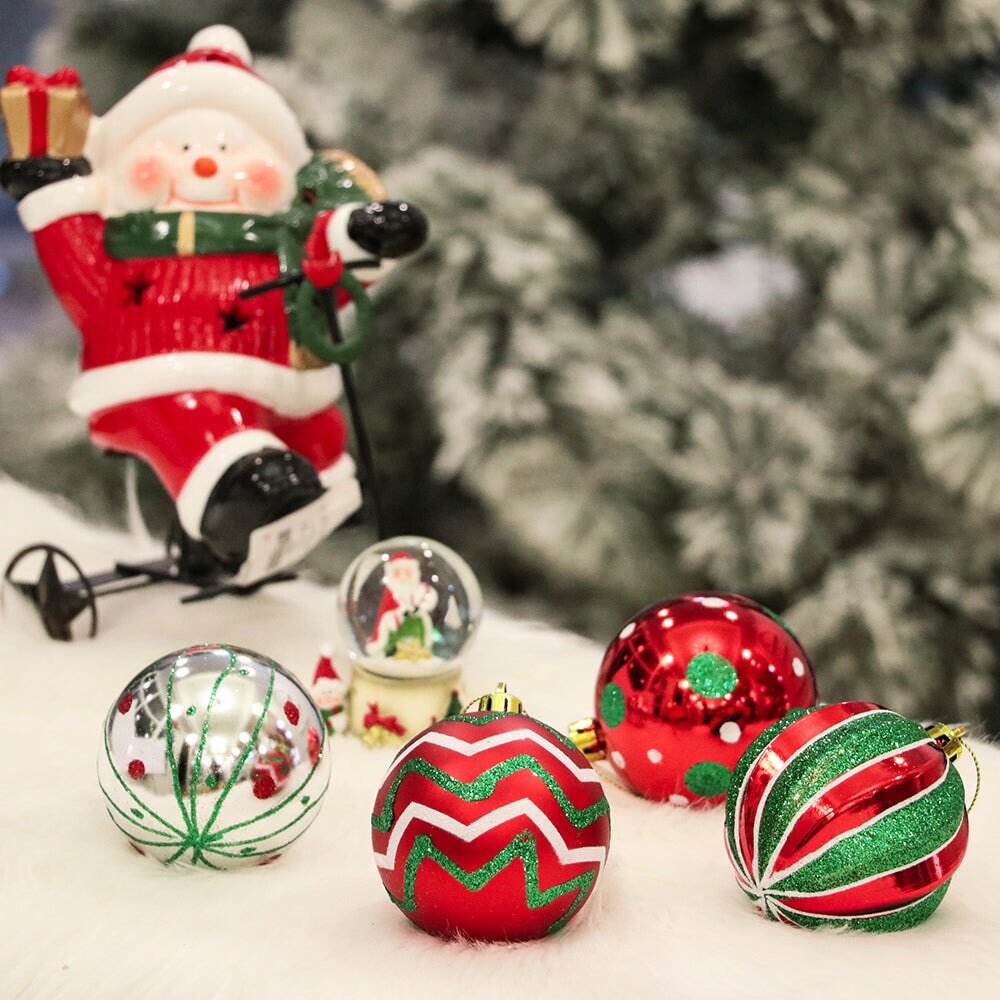 Playfully Patterned Christmas Ornament Bauble Set, 35 Round Holiday Balls