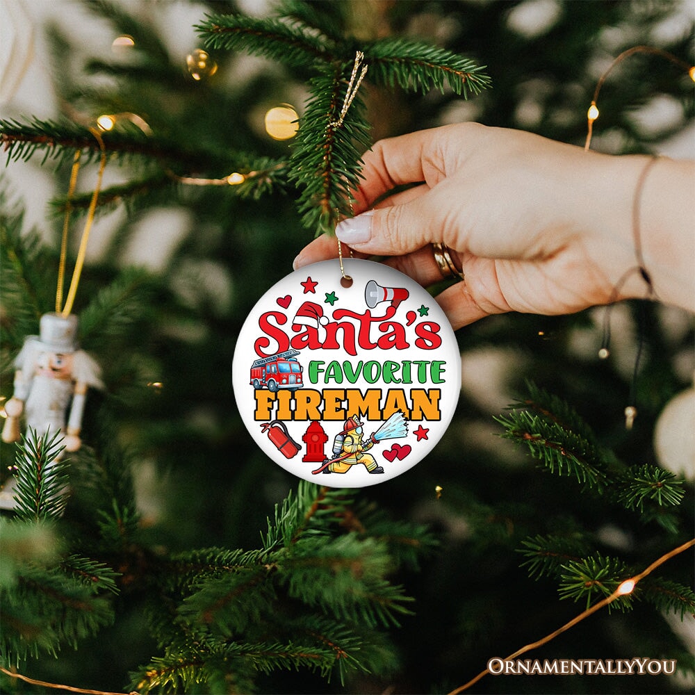 Santa's Favorite Firefighter Christmas Ornament, Funny Appreciation Gift