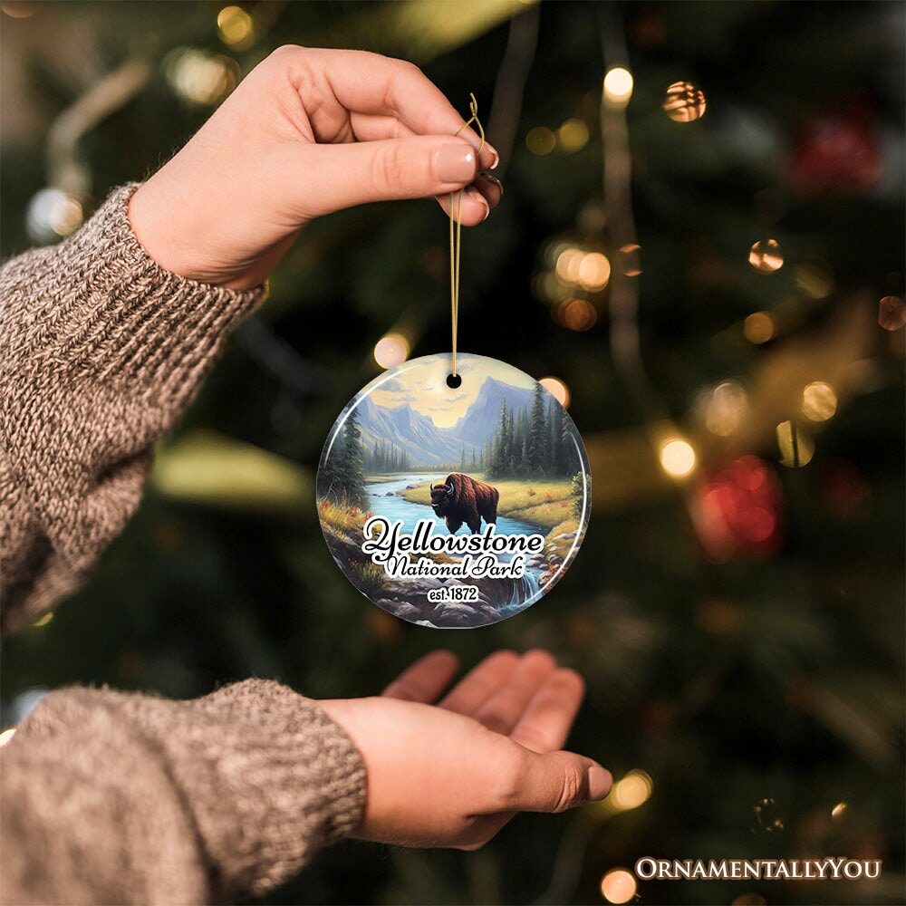 Artistic Yellowstone National Park Christmas Ornament, Gift for Nature Lovers