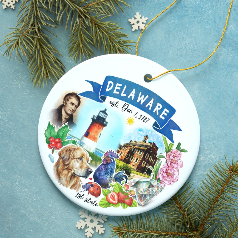 Artistic Delaware State Themes and Landmarks Christmas Ornament