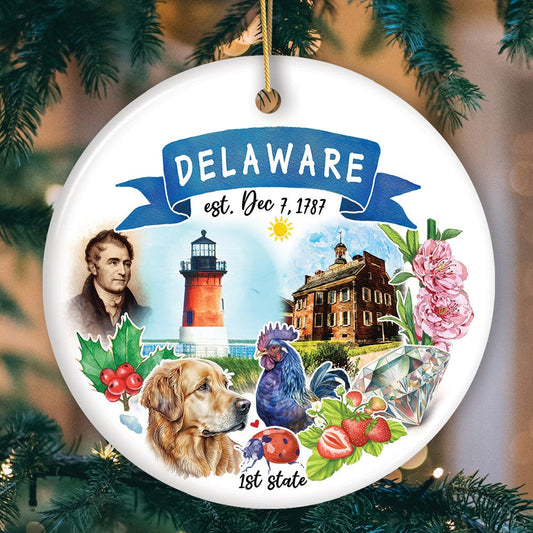 Artistic Delaware State Themes and Landmarks Christmas Ornament