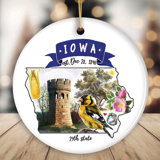 Artistic Iowa State Themes and Landmarks Christmas Ornament