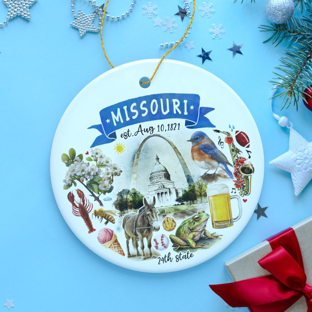 Artistic Missouri State Themes and Landmarks Christmas Ornament