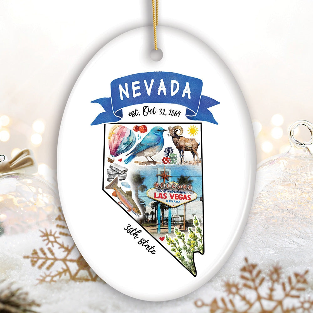 Artistic Nevada State Themes and Landmarks Christmas Ornament