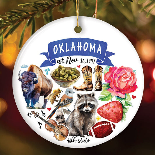 Artistic Oklahoma State Themes and Landmarks Christmas Ornament