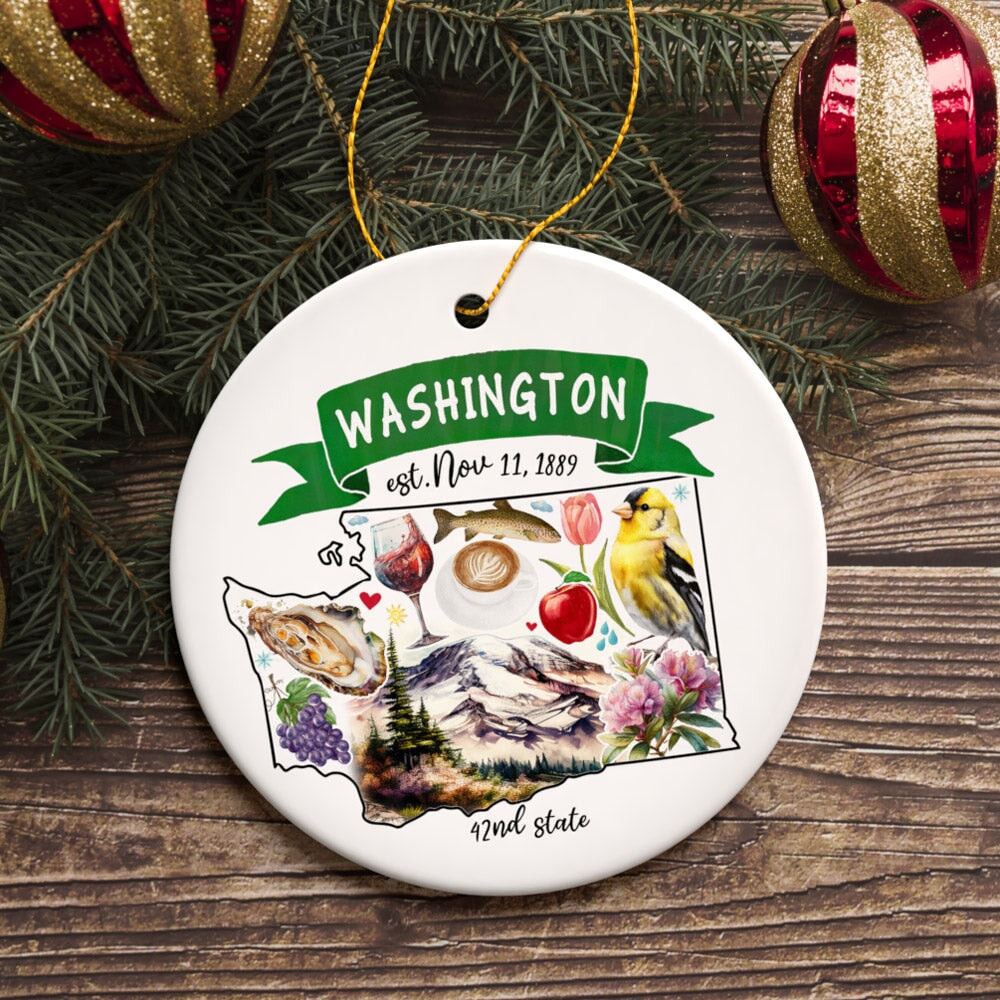 Artistic Washington State Themes and Landmarks Christmas Ornament