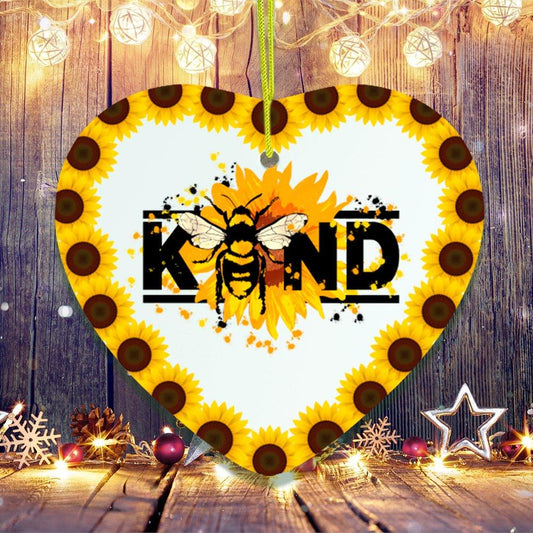 Bee Kind Bumblebee Sunflower Illustration Ornament