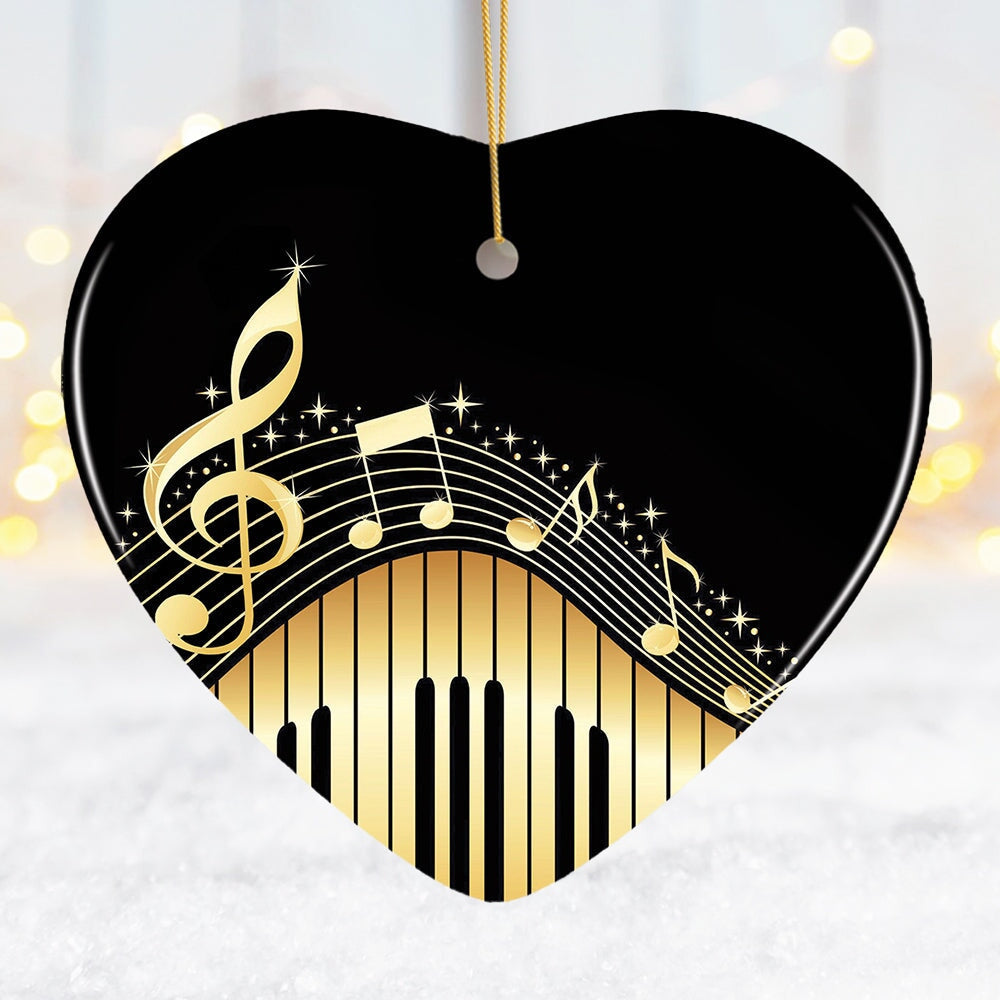 Elegant Gold Music Note Piano Keys Ornament