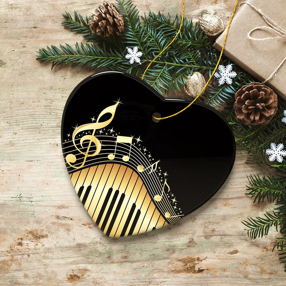 Elegant Gold Music Note Piano Keys Ornament