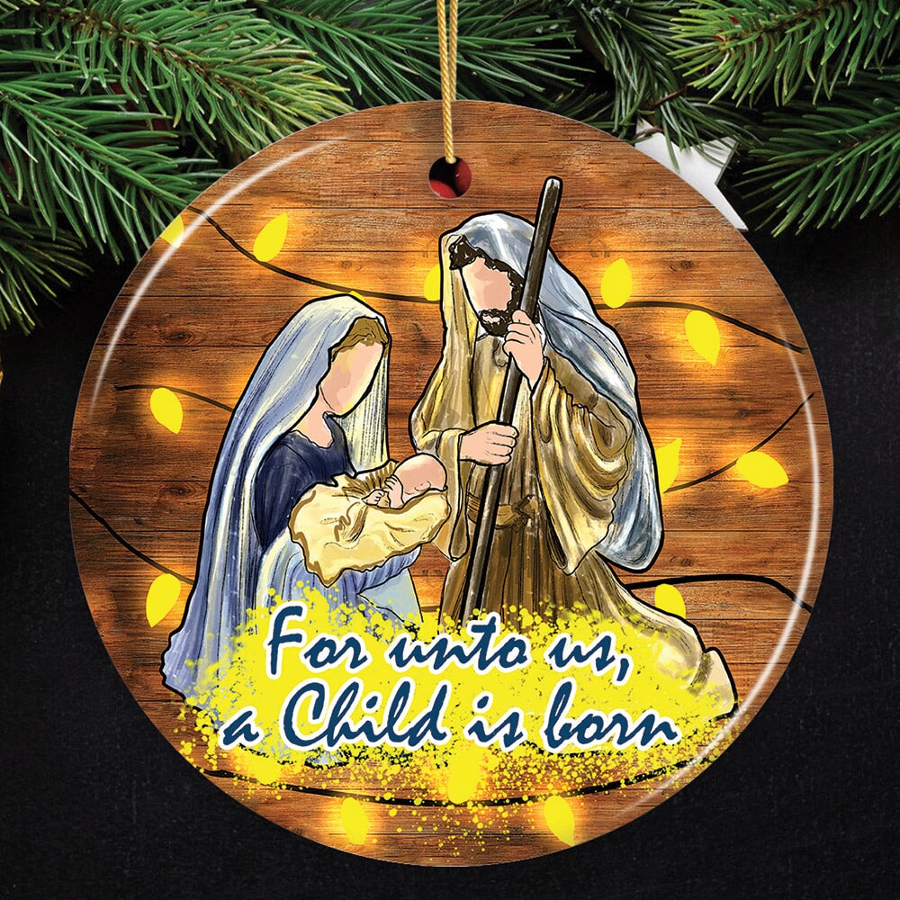 Festive Nativity Ornament with Jesus and Mary Birth of Christ Iconography