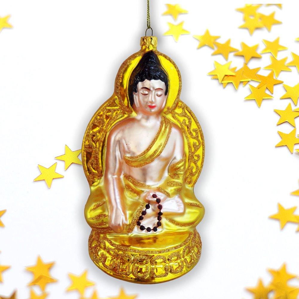 Golden Buddha Glass Ornament