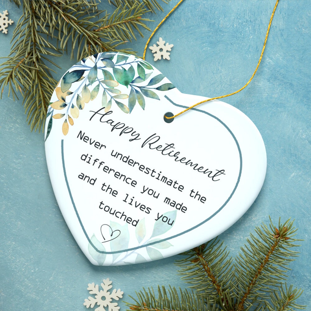 Happy Retirement Appreciation Ornament Gift, Sentimental Quote Keepsake for Both Men and Women