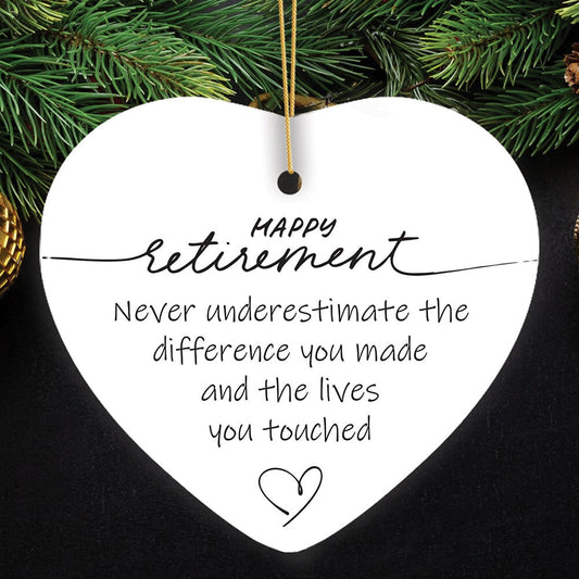 Happy Retirement Appreciation Ornament Gift, Sentimental Quote Keepsake for Both Men and Women