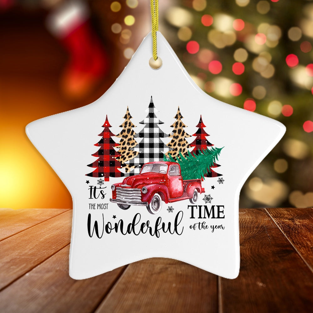 It's the Most Wonderful Time of the Year Plaid Trees Ornament