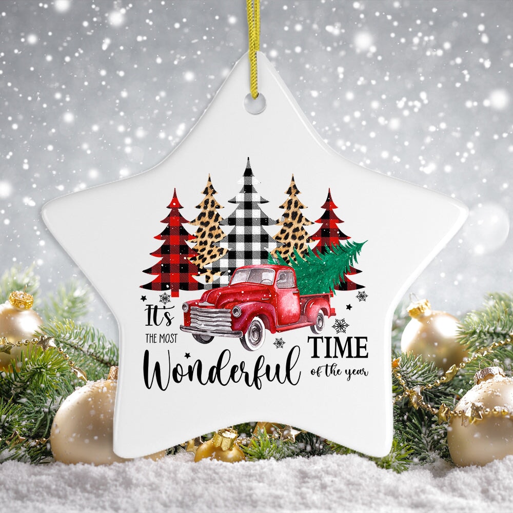 It's the Most Wonderful Time of the Year Plaid Trees Ornament