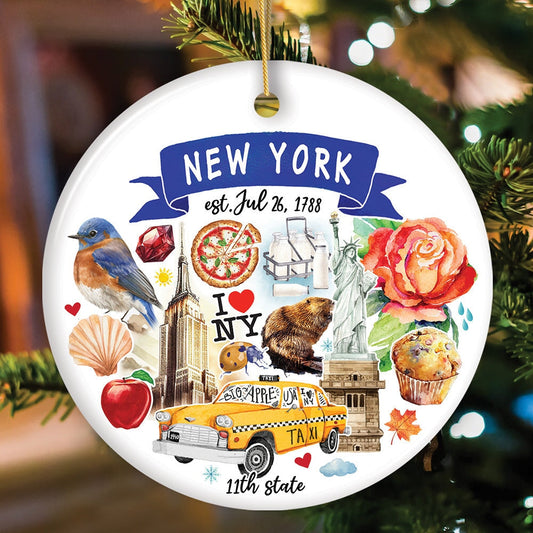 Artistic New York State Themes and Landmarks Christmas Ornament