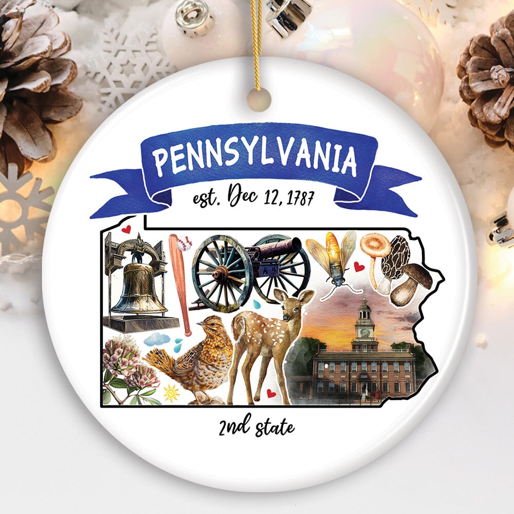 Artistic Pennsylvania State Themes and Landmarks Christmas Ornament