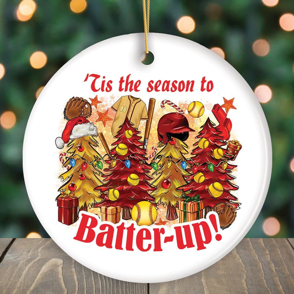 Tis the Season to Batter-Up! Softball Christmas Ornament