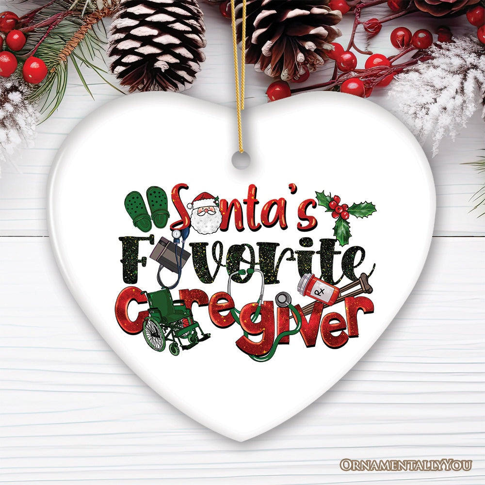 Santa’s Favorite Caregiver Christmas Ornament, Appreciation Gift Charm for Nanny